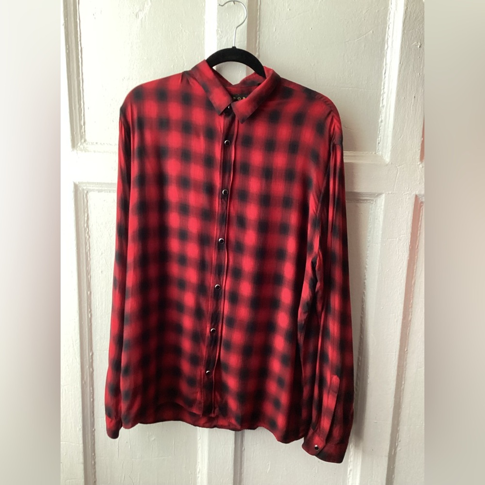 The Kooples Red and Black Checkered Shirt
